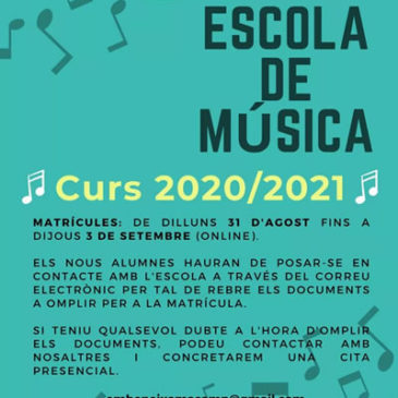 Escola de música – matrícules curs 2020/2021